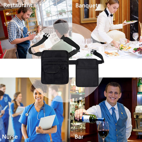 ZMD Server Apron Waist Pouch, Restaurant Waitress Apron with Pockets Utility Belt Women Work Apron Waist Pouch