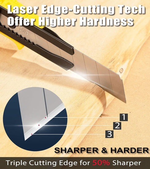 DOWELL 18mm Snap Off Blades, SK5 Utility Knife with Retractable Blades, Box Cutter Blades (30pc)
