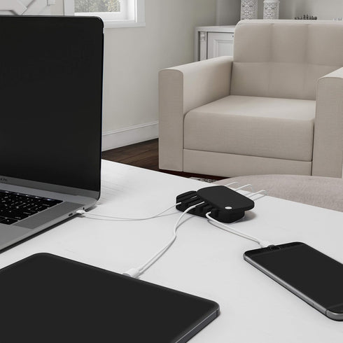 Cable Management Desk Organizer, Cord Management for 7 Computer or Charging Cables with Nonslip Base