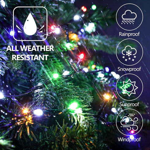 20FT 240LEDs 14 iBaycon Christmas String Lights, Connectable Water Flowing Lights Outdoor Waterproof, Modes Fairy Light