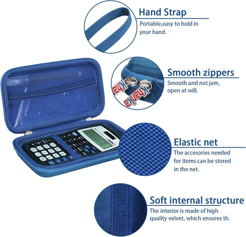 Khanka Hard Travel Case for Texas Instruments TI-30XIIS Scientific Calculator, Case Only (Blue Accents)