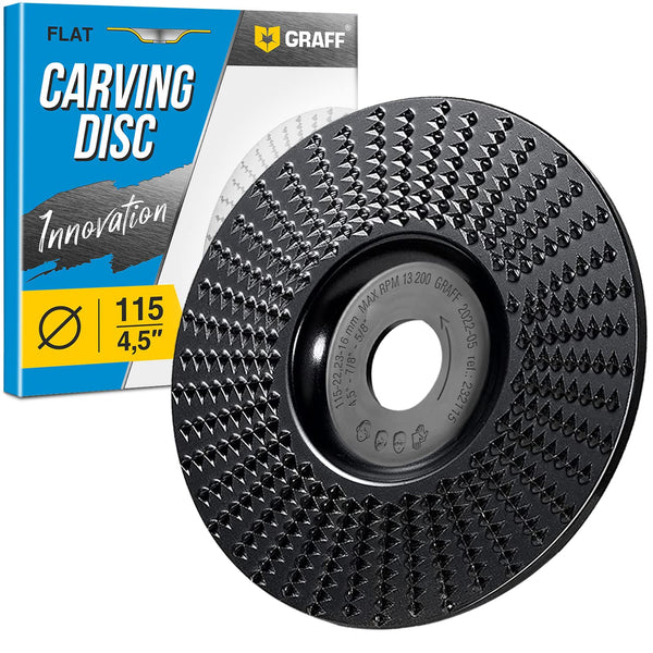 GRAFF Premium Wood Carving Disc 4 1/2 Inch for Angle Grinder, Shaping and Grinding Wheel for Wood and Plastic