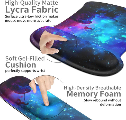 Wrist Rest Support Ergonomic Gel Mouse Pad & Memory Foam Keyboard Set, Non-Slip Rubber Base for Easy Typing and Pain
