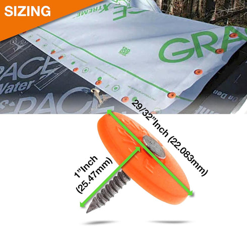 250 Pack - Round Plastic Cap Nail 1 Inch Roofing Nails Galvanized Tar Paper Nails for House Wrap Fastening Foam Board Roofing Felt Insulation Film (250)