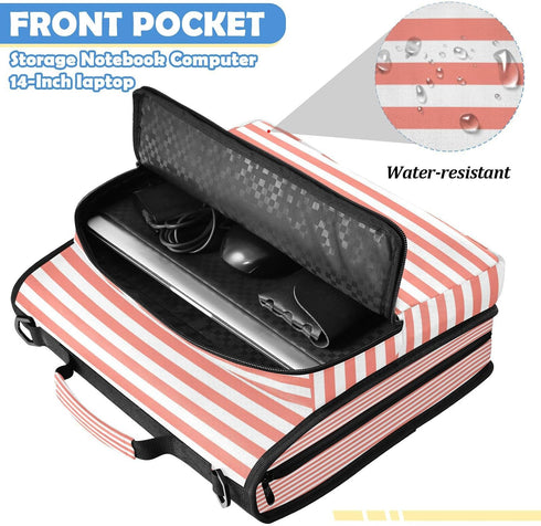Caikeny 3 1.5 inch Ring Zipper Binder Salmon White Binders Bag Expanding File Pockets with Shoulder Strap and Handle