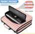 Caikeny 3 1.5 inch Ring Zipper Binder Salmon White Binders Bag Expanding File Pockets with Shoulder Strap and Handle