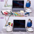 Desk Pencil Pen Holder, 360-Degree Rotating 5 Grid Organizer for Desktop Storage, Home, Office, School, Kids, White
