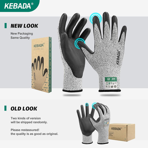 Cut Resistant Gloves, ANSI A2 Cutting Gloves, PU Coated Anti Cut Gloves C2, Touchscreen, Multi-Purpose, 1 Pair, Medium