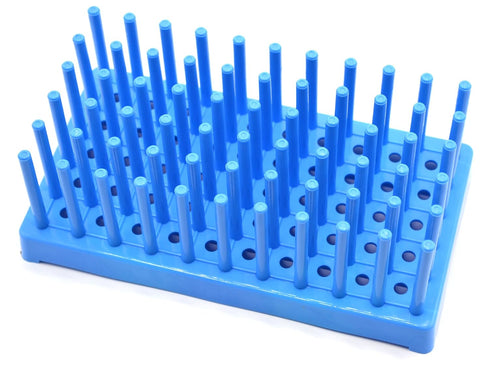 EISCO (Pack of 2) Blue Plastic Peg Drying Rack Holds 50 16mm Test Tubes