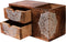 Wooden Hand Carved Desk Organizer, Pencil Pen Stationery Holder with 2 Drawers for Home Office