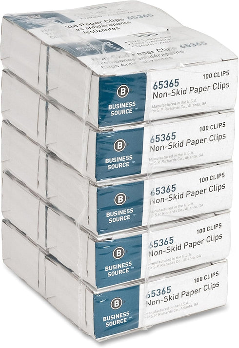 Business Source Nonskid Paper Clips, Regular, 100 Count (Pack of 10)
