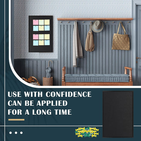 Teling Cork Bulletin Board - 36" x 24" Large Wood Framed Cork Board with Pins, Wall Mounted for Home Office