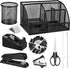 Black Desk Organizer and Accessories Kit, Mesh Desktop Organizer, Stapler, Tape Dispenser, Pen Holder, Ruler, Scissors