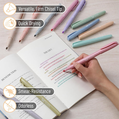 Mr. Pen 12 Pack Highlighters, Chisel Tip, Pastel Colors, No Bleed Highlighter Set