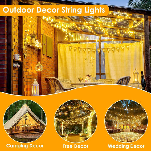 2Pack 66Ft 200LED 8 Each Christmas Fairy Lights Plug in with Remote, Waterproof Twinkle Lights Outdoor Indoor, String