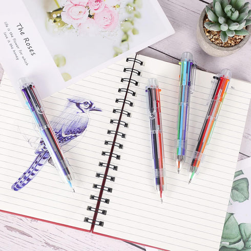 JPSOR 48 Pack Multicolor Pen for Kids, 6-in-1 Transparent Barrel Pen, 0.5mm Retractable Ballpoint