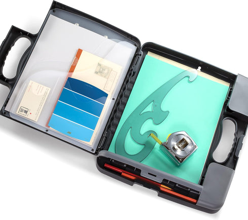 Officemate Portable Clipboard Storage Plastic Case for A4 Sizes, Charcoal (83301), 11-3/4"w x 1-1/2"d x 14-1/2"h