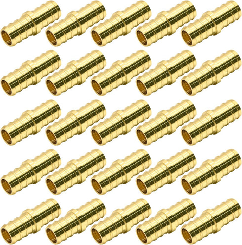 25 Pack PEX Fittings, 1/2" PEX Fittings, Brass PEX Straight Coupling Fittings for PEX Tubing Pipe