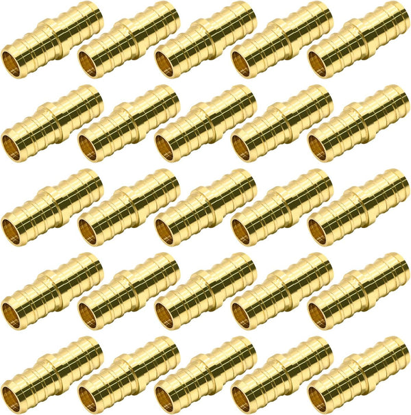 25 Pack PEX Fittings, 1/2" PEX Fittings, Brass PEX Straight Coupling Fittings for PEX Tubing Pipe