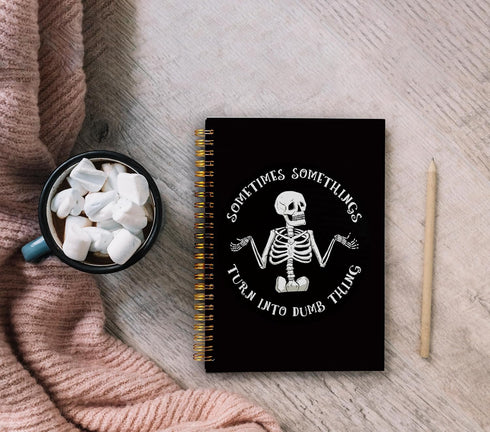 Funny Skeleton Gothic Notebook Journal, Goth Gifts for Women, Witchy Journal, Spiral Notebook 5.5x8.3 for Office