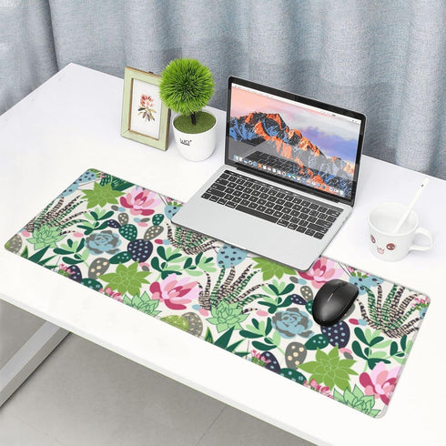 Cute Large Mouse Pad Desk Mat, Succulents and Cactus Big Extended Gaming Mousepad with Stitched Edges for Office,
