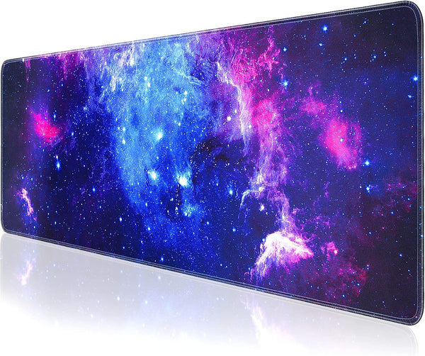 Gaming Mouse Pad, Large XL 31.5x11.8in Extended Desk Pad for Laptop with Stitched Edges, Waterproof - Galaxy
