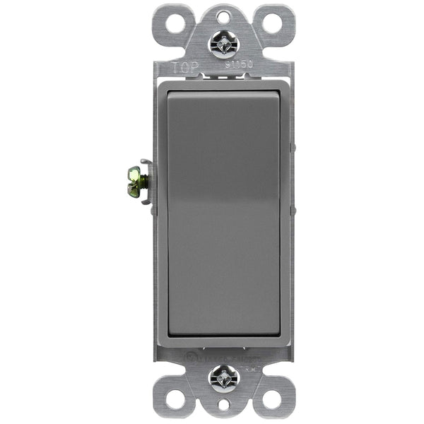 ENERLITES Single Pole Decorator Paddle Light Switch, Residential Grade, 15A 120V-277V, Gray, 91150-GY
