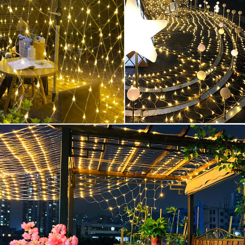 12FT 5FT 360 8 WATERGLIDE Outdoor Christmas Net Lights, x LED Fairy String Light with Lighting Modes, Connectable Light