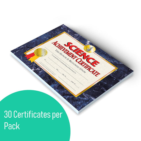 HAYES SCHOOL PUBLISHING VA571 Science Achievement Certificate, 8-1/2" x 11", Pack of 30