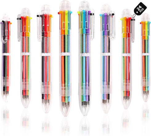 Ballpoint Pens 24 PCS 0.5mm Multicolor 6-in-1 Ballpoint Pens for School Supplies, Birthday Party Favors, Gifts for Kids