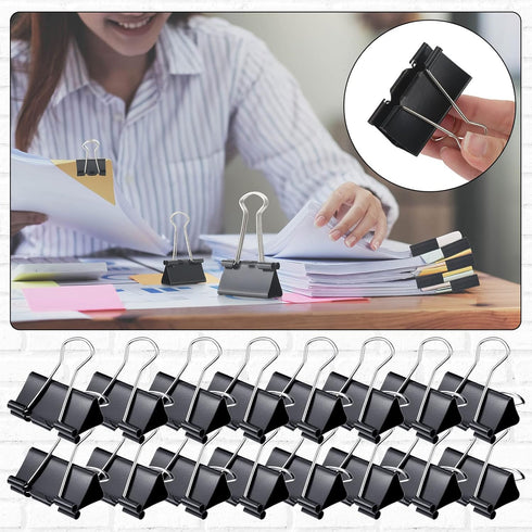 Yexiya 1000 Pcs Binder Clips Bulk, Assorted Sizes Black Paper Clips for School Teachers and Office Supplies
