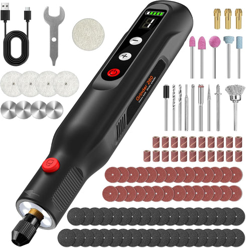 SYNAMENO Cordless Rotary Tool Kit 20000RPM, 5-Speed Rechargeable Engraving Pen for Metal, Wood,