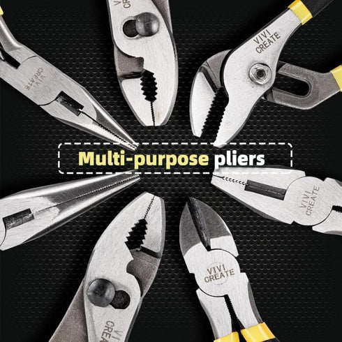 7-Piece Set Vivicreate Pliers Heavy Duty Multipurpose Tools for Home Repair DIY Auto Electrical Work Includes Long Nose
