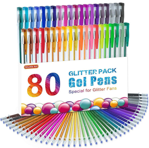 Shuttle Art 80 Pack Glitter Gel Pens, 40 Colors Set with 40 Refills for Adults Coloring Books and Crafts