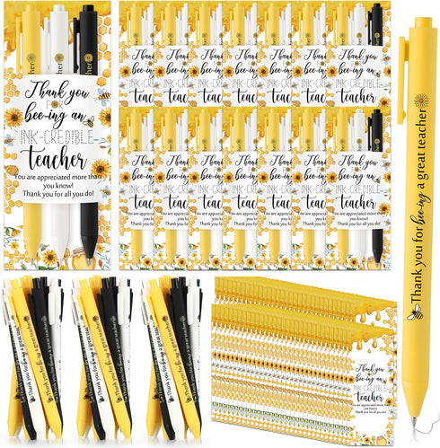 Teachers Appreciation Gifts Bulk, Cute Bee Back to School Gifts, Sunflower Bee Retractable Ballpoint Pens (30 Sets)