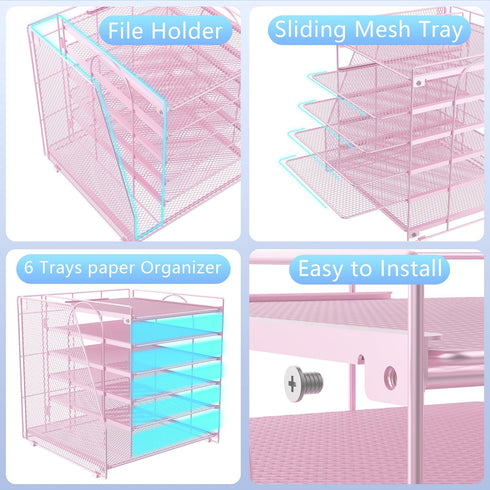 gianotter Desk Organizers and Accessories - 6-Tier Paper Organizer with Magazine Rack, File Organizer for Desk, Office