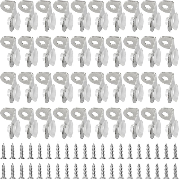 Runseaway 40Pcs Glass Shelf Right Angle Fixing Clip Bracket with Suction Cup, Wall