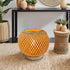 2700K G45 Bulb Small Rattan Lamp, Boho Table Lamp, Vintage Wicker Nightstand Lamps with Wood Base, Bohemia Woven Lamps