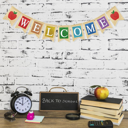 Welcome Banner for Back to School Decorations, First Day of School Sign for Classroom and Office Decor