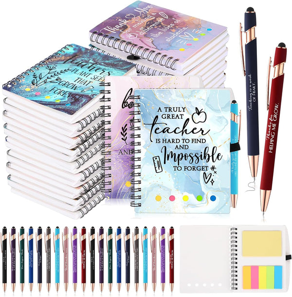 Kosiz 20 Sets Christmas Teacher Appreciation Gifts Inspirational Notebooks with Motivational Ballpoint Pens