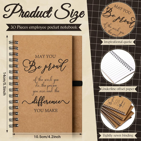 Tenceur Employee Appreciation Gifts, Motivational Notebooks, Inspirational Kraft Spiral Journal Notepads with Bamboo