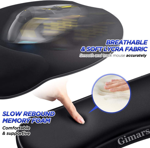 Gimars Upgrade Ergonomic Mouse Pad with Wrist Support, Superfine Fibre, Comfortable for Gaming & Office