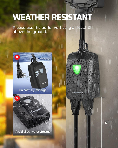 DEWENWILS Wireless Remote Control Outdoor Outlet, 2 Remotes, Weatherproof Electrical Plug for Lights and Fans