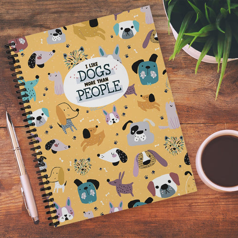 I Like Dogs More Than People Journal / 8.5" x 11" Spiral Notebook / 120 College Ruled Pages / Durable Twin Loop Cover /