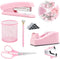 Pink Office Supplies Set - Pink Desk Accessories, Stapler, Staple Remover, Scissors, and 1000pcs Staples