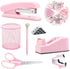 Pink Office Supplies Set - Pink Desk Accessories, Stapler, Staple Remover, Scissors, and 1000pcs Staples