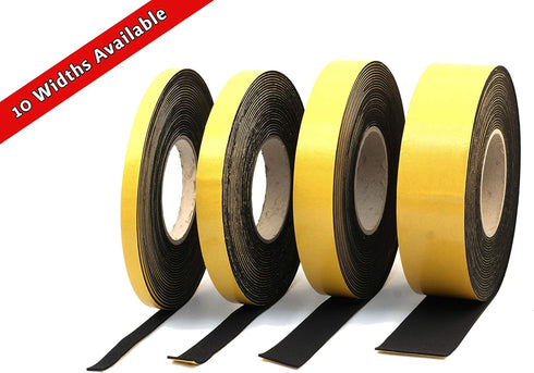 Neoprene Rubber Black Self-Adhesive Sponge Strip, 10mm Wide x 3mm Thick x 10m Long