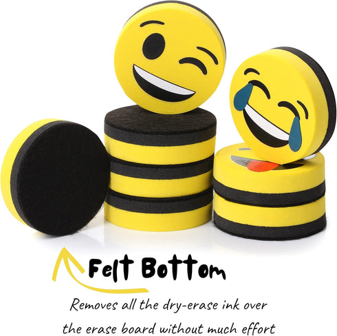 Mr. Pen Smiley Magnetic Whiteboard Erasers, 8 Pack - Mini Cute Dry Erase Back to School Supplies