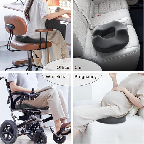 AUNMAS Donut Seat Cushion, Memory Foam Chair Sitting Pad with U Shape Portable Chair Pillow for Home Office Airplane