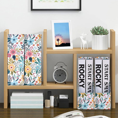 SUIN 4 Pack Foldable Magazine Holder, Seamless Floral Designed File-Boxes Desk File Organizer for Office, Home, School